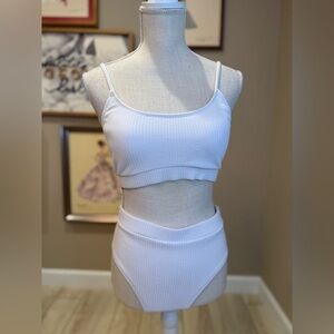 5 for $30 White Ribbed Two Piece Bikini Set
